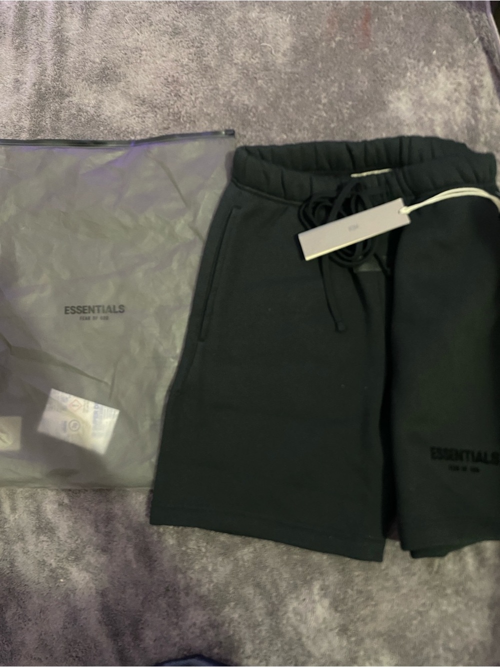 Essentials Black Athletic Fleece Drawstring Shorts